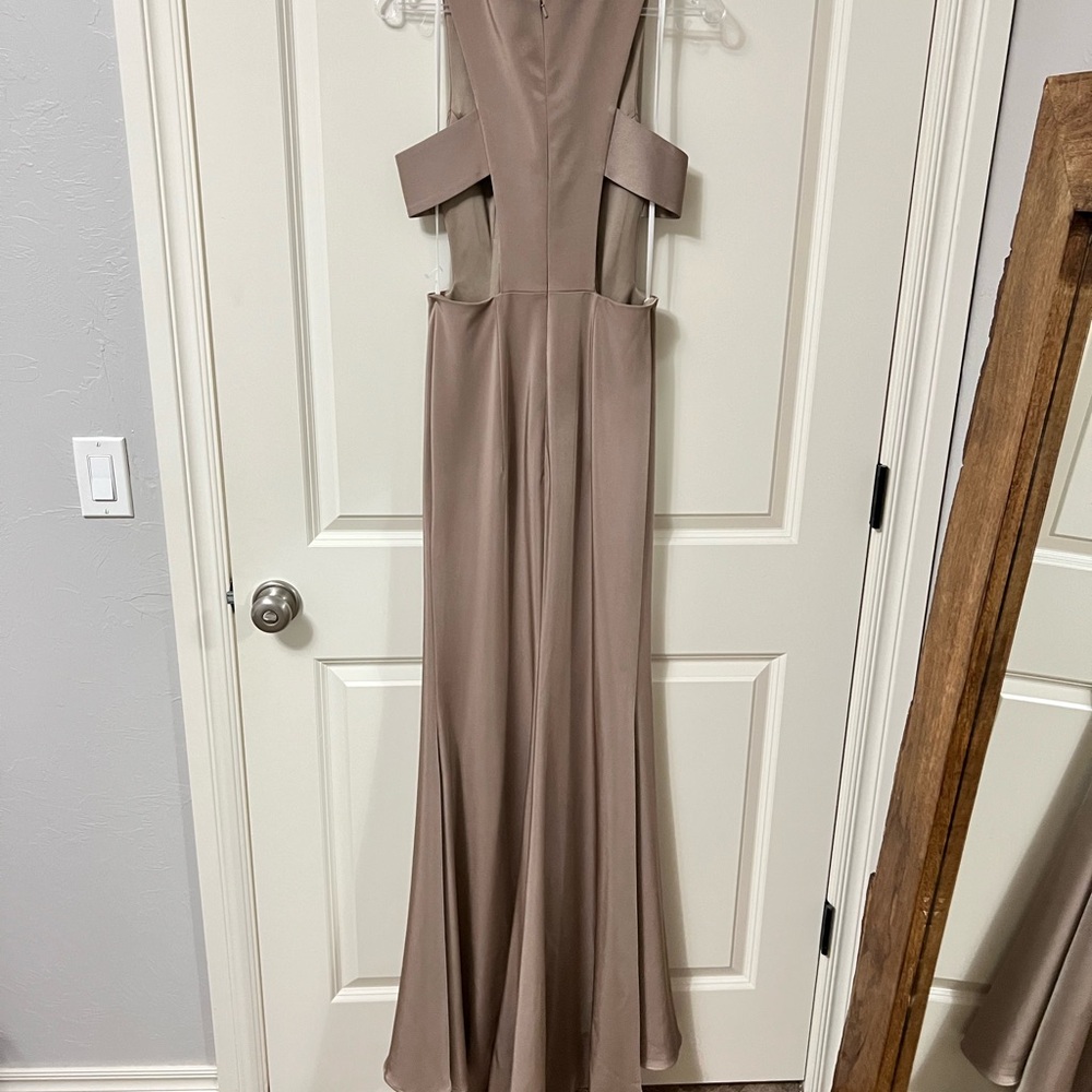 Elegant Taupe Evening Gown
